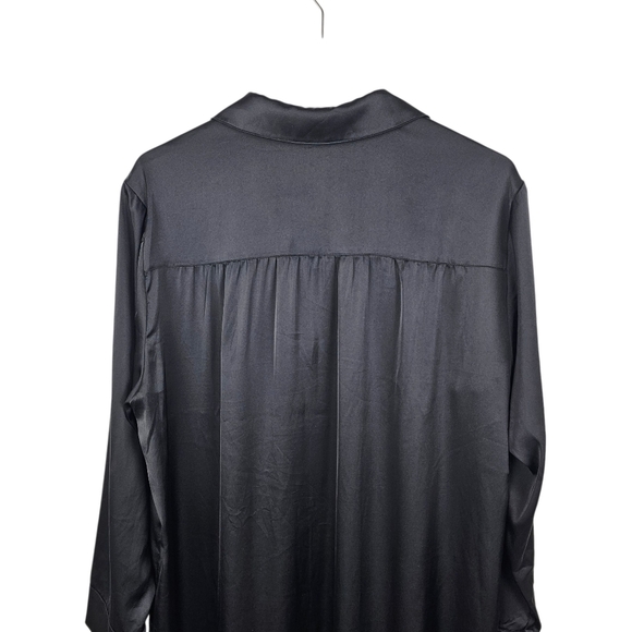 SOMA Satin Black Button Front Sleepshirt - Picture 9 of 14
